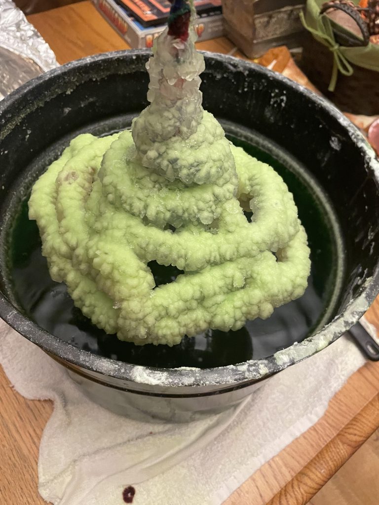 homemade crystal A homemade crystal school science project using only borax, water, heat, and pipe cleaners in a large pot.